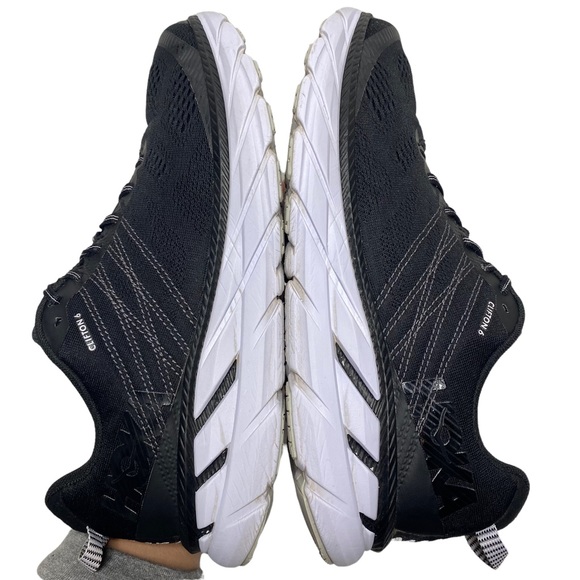 Hoka One One Clifton 6 Running Shoes Black/White 1102872 BWHT - Men's Size 10.5 - Picture 8 of 10
